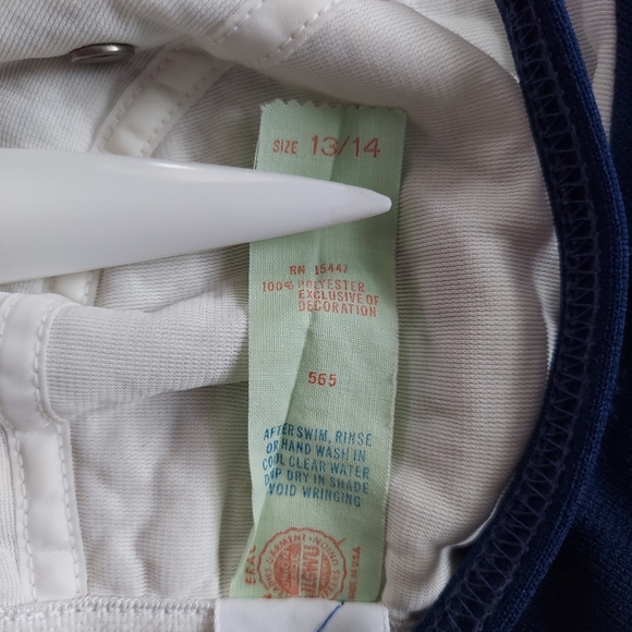 Vintage Robby Len Fashions Swimsuit 60s One Piece Modesty Panel Red White - Picture 13 of 16